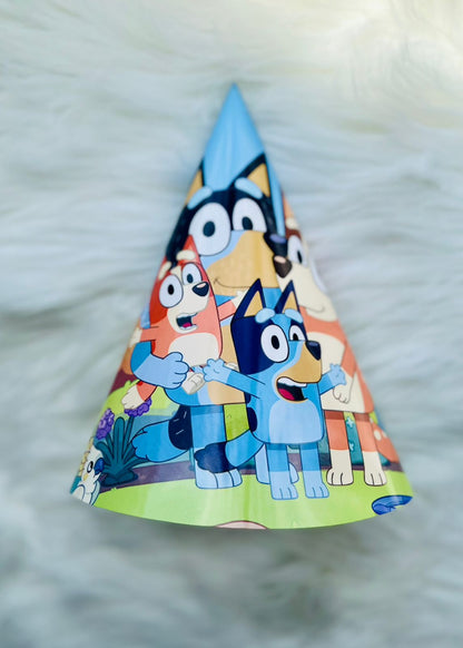 Bluey themed party hats 6 pcs