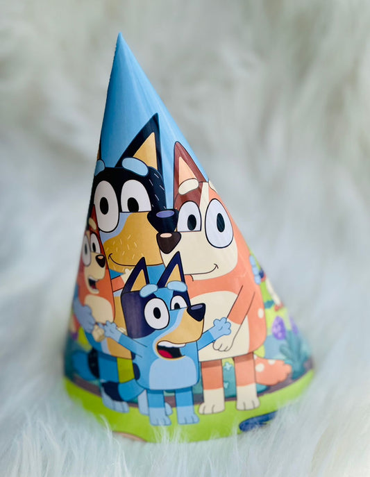 Bluey themed party hats 6 pcs