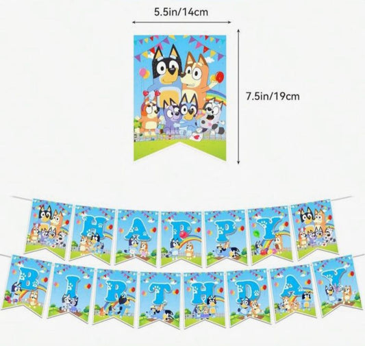 Bluey themed happy birthday banner