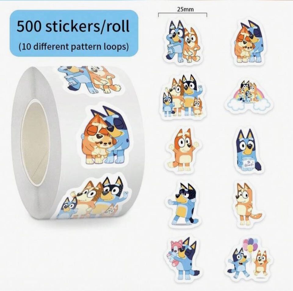 Bluey themed stickers 500 pcs